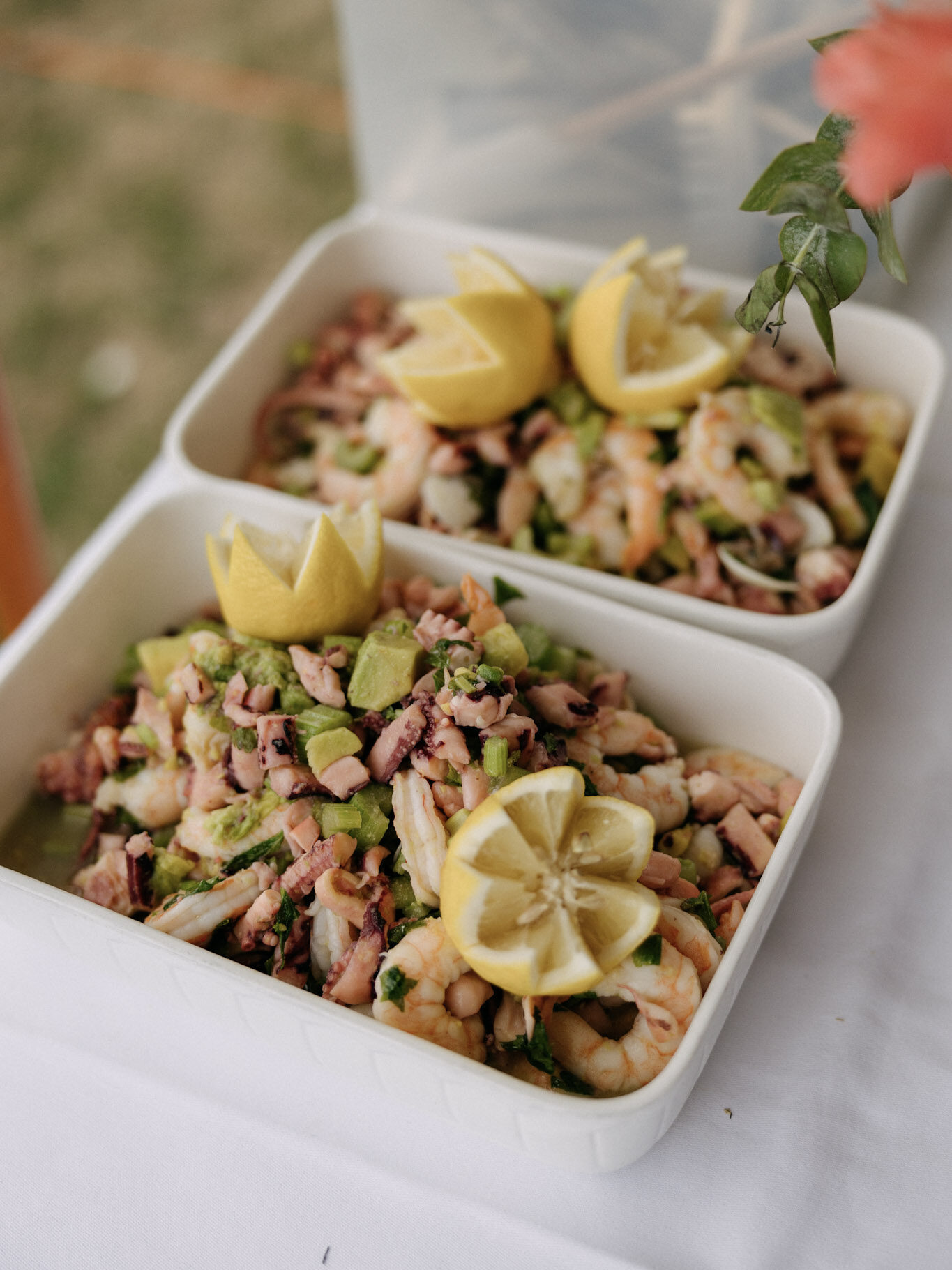 Ausgewähltes italienisches Essen bei einer Hochzeit auf Schloss Janson